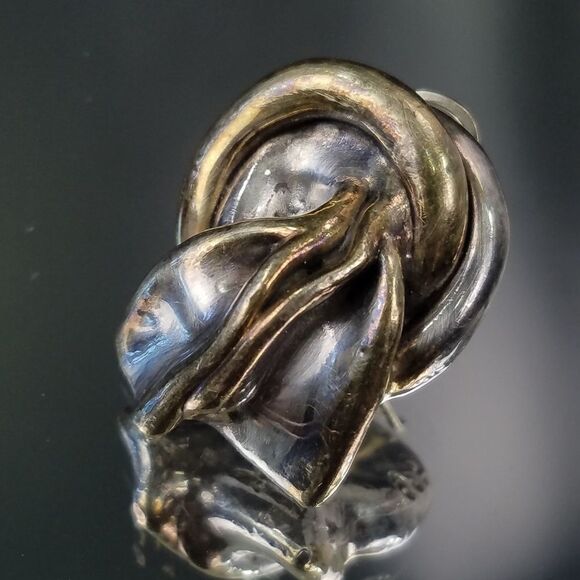 Modern Brutalist 925 Silver Earrings Signed Jewelr - Picture 1 of 6